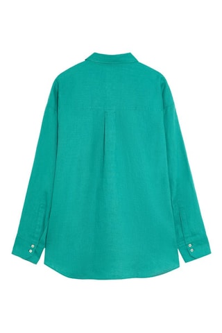 Camicia relaxed in lino - Turchese 