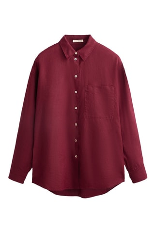 Camicia relaxed in lino - Bordeaux 
