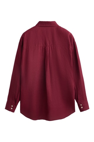 Camicia relaxed in lino - Bordeaux 