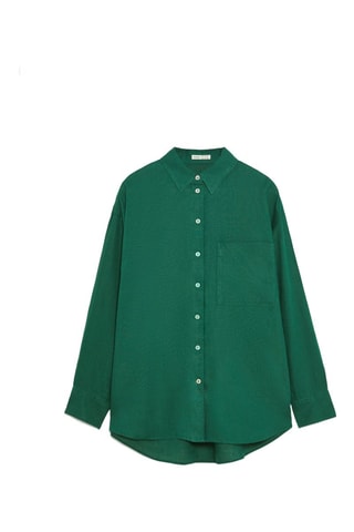 Camicia relaxed in lino - Verde