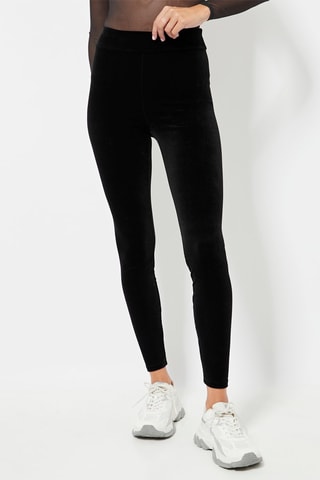 Leggings in velluto a vita alta - Nero