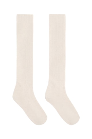 Calze alte in cashmere e lana - Beige