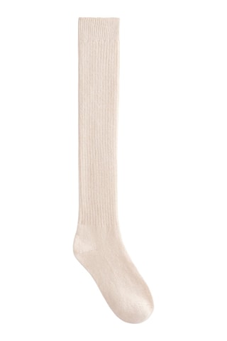 Calze alte in cashmere e lana - Beige