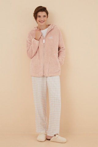 Fleece Sweater met Capuchon - Roze