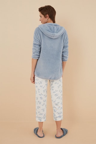 Felpa in pile con cappuccio - Blu