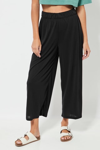 Pantaloni wide legs 7/8 - Nero