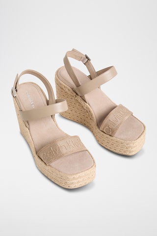 Sandales compensées en cuir de mouton nappa - Gris