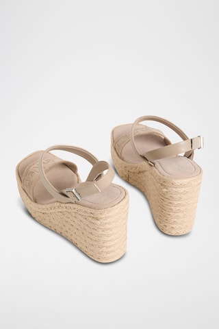 Sandales compensées en cuir de mouton nappa - Gris