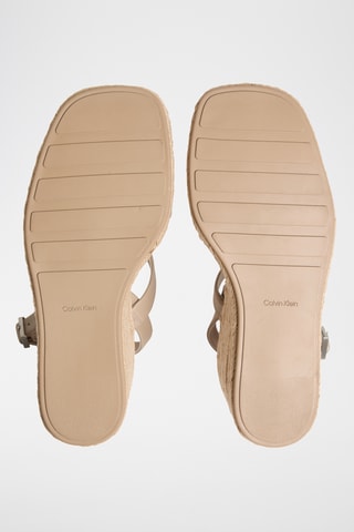 Sandales compensées en cuir de mouton nappa - Gris