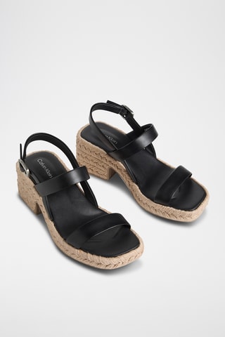 Sandales à talons en cuir - Noir