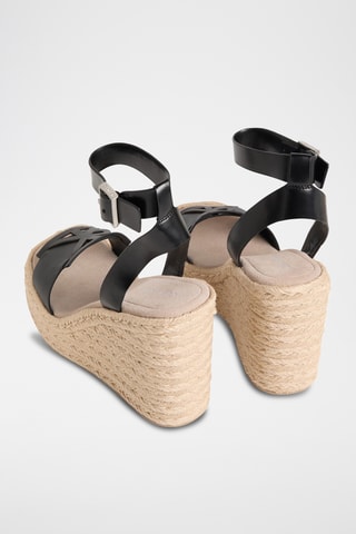 Sandales compensées en cuir nappa - Noir