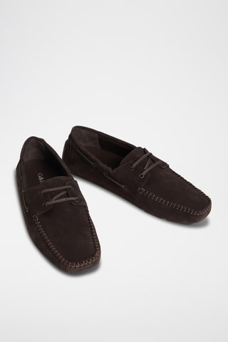 Chaussures bateau en nubuck - Marron