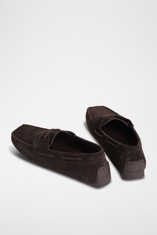 Chaussures bateau en nubuck - Marron