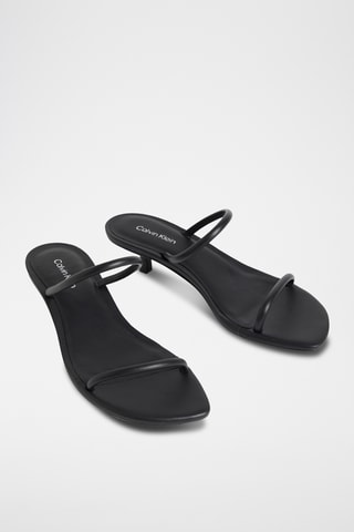 Mules à talons en cuir de mouton nappa - Noir