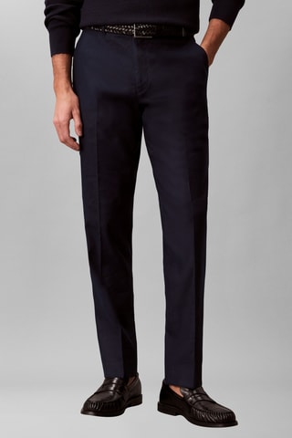 Pantalon slim en lin - Bleu marine