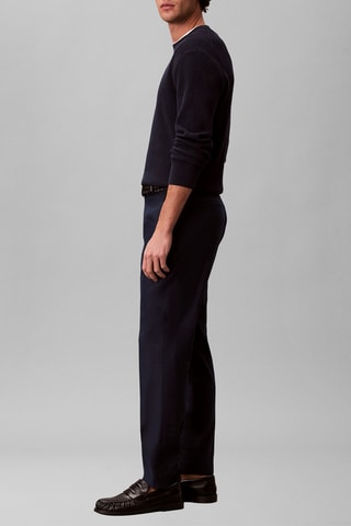 Pantalon slim en lin - Bleu marine