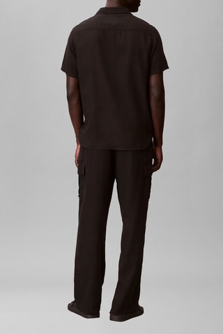 Pantalon relaxed cargo en lin - Noir