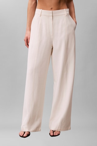 Pantalon straight taille haute - Blanc cassé