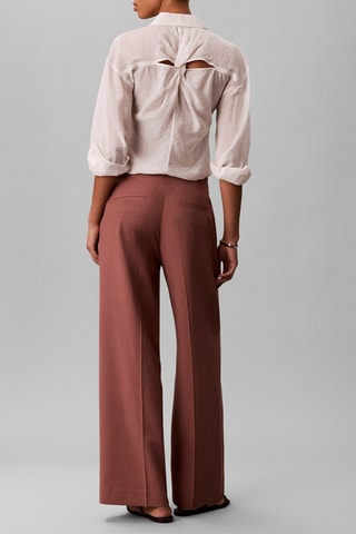 Pantalon wide legs taille haute - Marron
