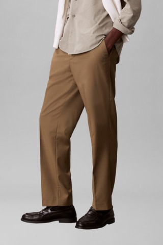Pantalon tapered en laine - Kaki