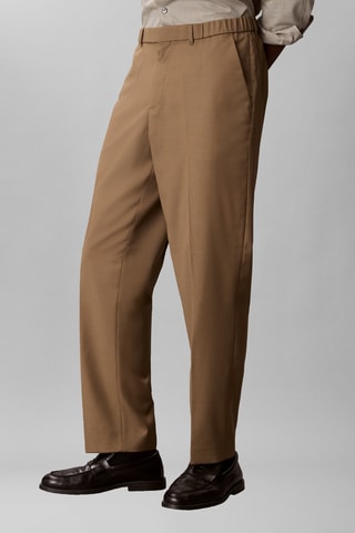 Pantalon tapered en laine - Kaki
