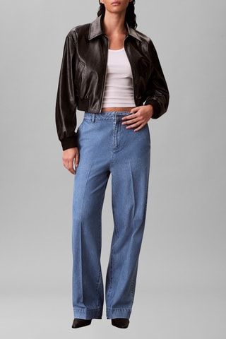 Jean taille haute relaxed straight - Bleu