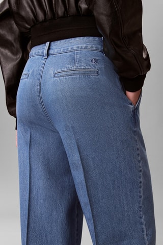 Jean taille haute relaxed straight - Bleu