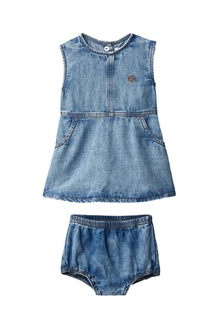 Robe et bloomer en coton biologique et jean - Bleu
