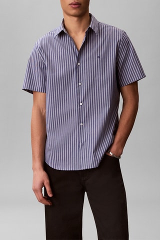 Chemise regular - Bleu foncé et blanc