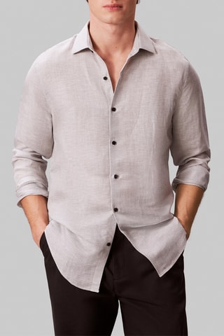Chemise slim en lin - Noir