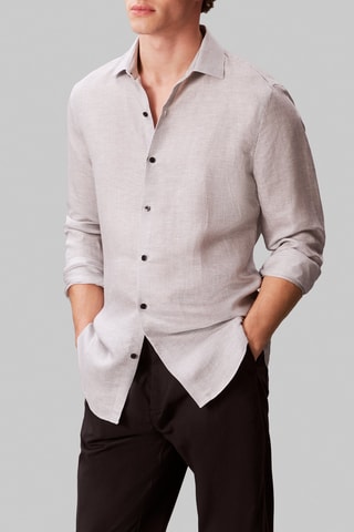 Chemise slim en lin - Noir