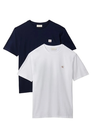2 t-shirts regular - Bleu marine et blanc