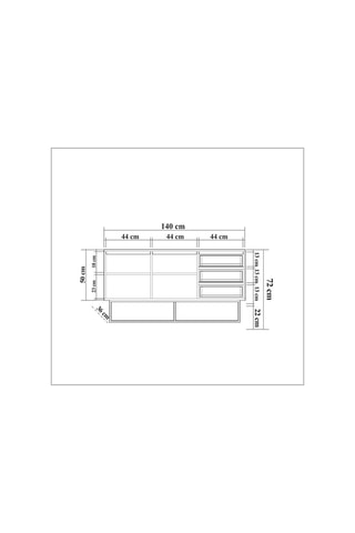Bahut 2 portes Ruba - 140 x 36 x 72 cm