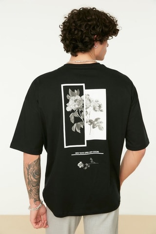 T-shirt Preto - Branco, preto e cinzento