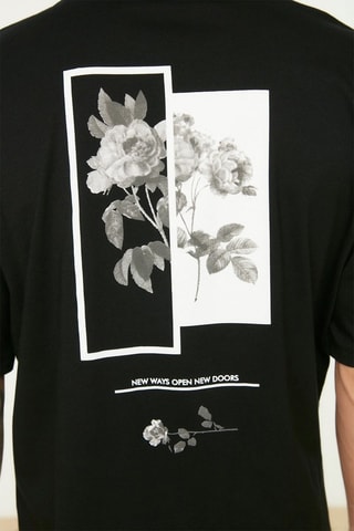 T-shirt Preto - Branco, preto e cinzento