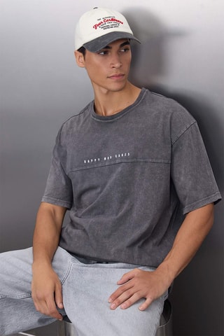 T-shirt larga - Antracite - Cinzento