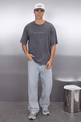 T-shirt larga - Antracite - Cinzento