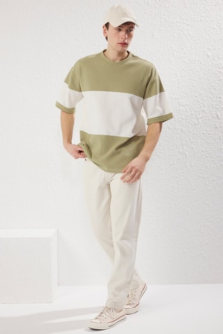 T-shirt larga - Verde - Branco e verde