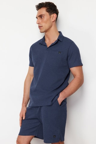 Polo e calções regular - Preto - Azul