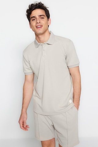 Polo Cinzento-claro - Branco, bege e cinzento