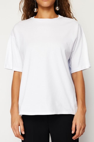 Top - Branco - Branco e azul