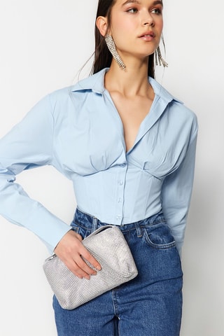 Camisa curta Azul-claro - Azul