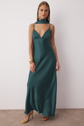 Vestido comprido sem mangas - Verde-esmeralda - Verde