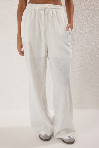 Calças wide legs de cintura alta - Branco - Branco
