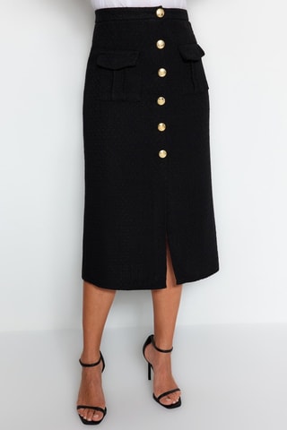 Saia midi - Preto - Preto