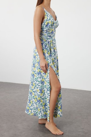 Robe longue - Blanc et bleu