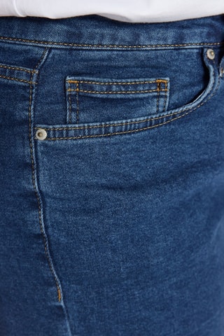 Calções skinny de ganga cintura alta - Azul - Azul
