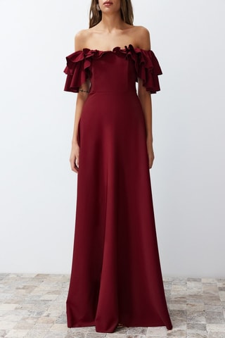 Vestido comprido - Bordô - Vermelho