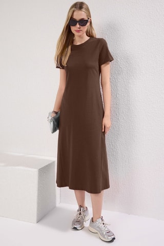Vestido midi relaxed - Castanho