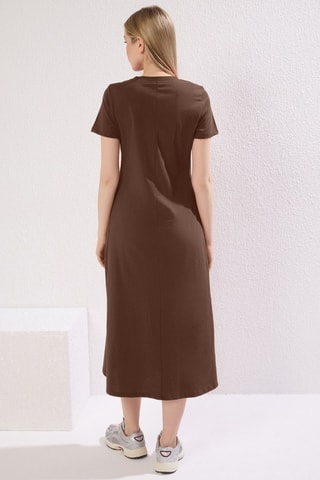 Vestido midi relaxed - Castanho